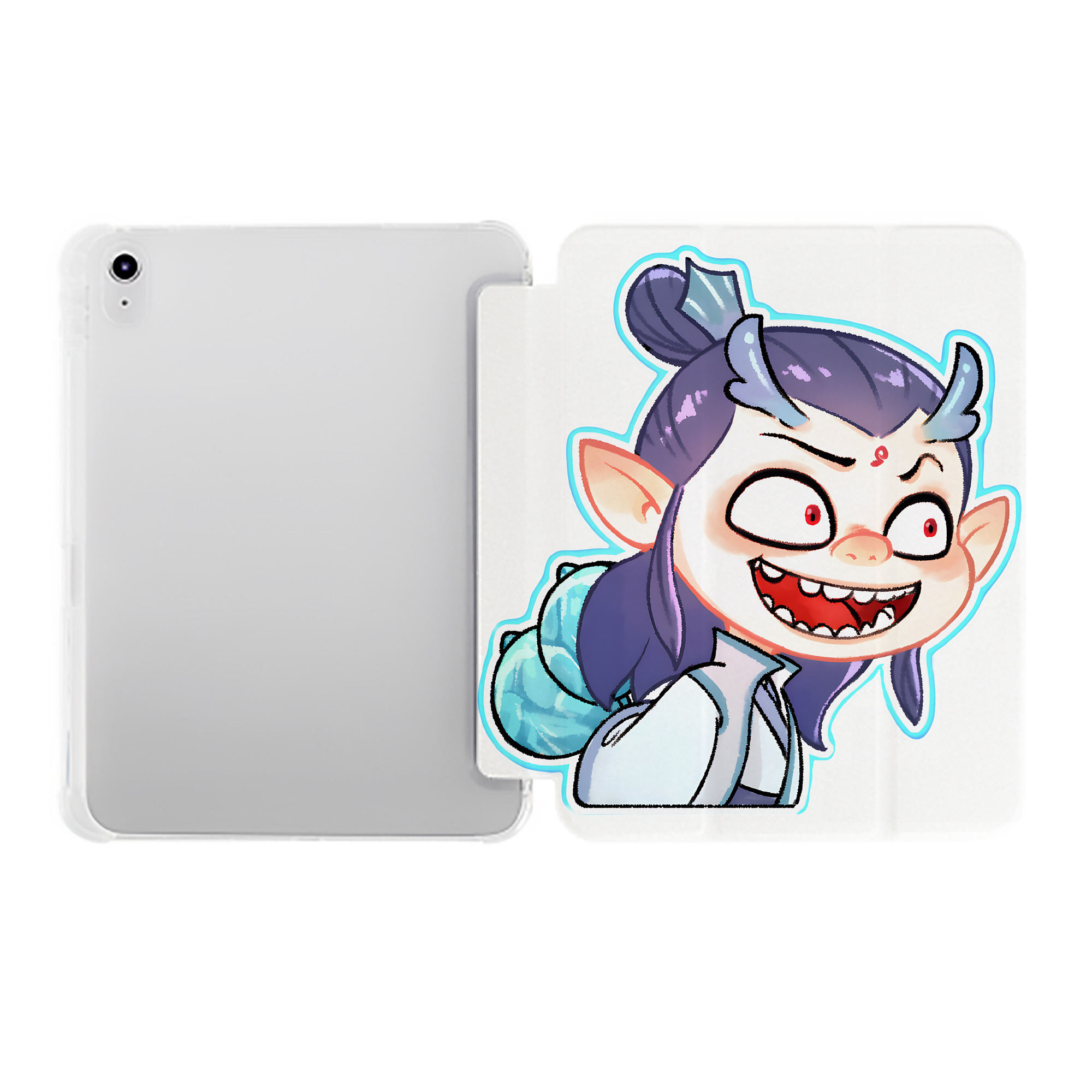 （画像用） Ne Zha 2 ナタ 魔童の大暴れ IPad ケース ペン収納付き 三つ折りスタンド PUレザー×シリコン 対応機種9.5/10.5/10.9インチ